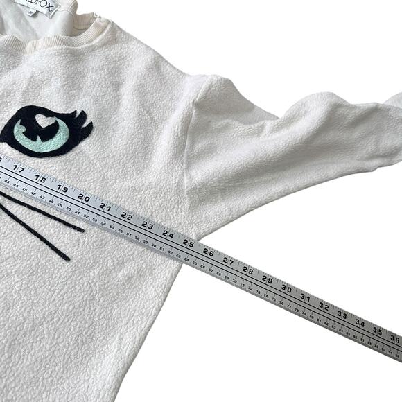 Wildfox Happy Cat Face Sweatshirt Women’s Medium Ivory Long Sleeve Pullover - Picture 8 of 10